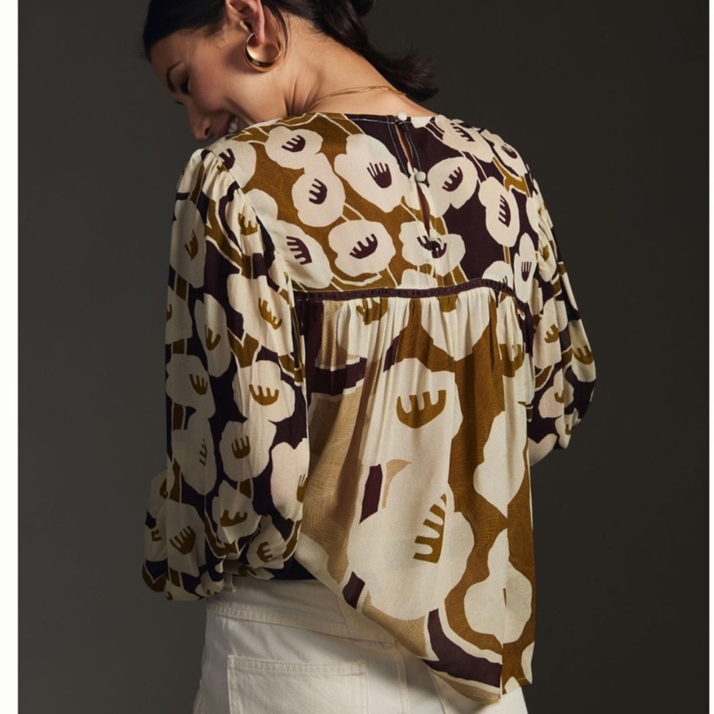 NWT Anthropologie Bl-nk Miranda Peasant Top - Picture 2 of 3